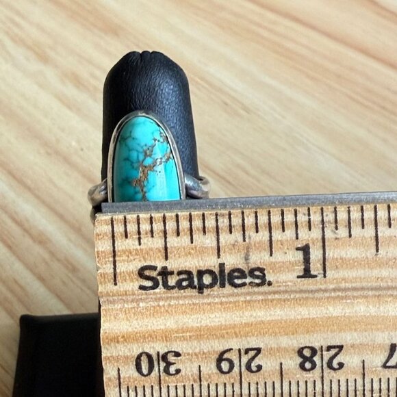 Vintage Turquoise Ring Size 4.5 Native American Sterling Silver Elongated - Picture 10 of 10